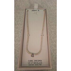 NEW Piper-K Cubic Zirconia Gold-Plated Adjustable  Necklace with "A" Initial Cha